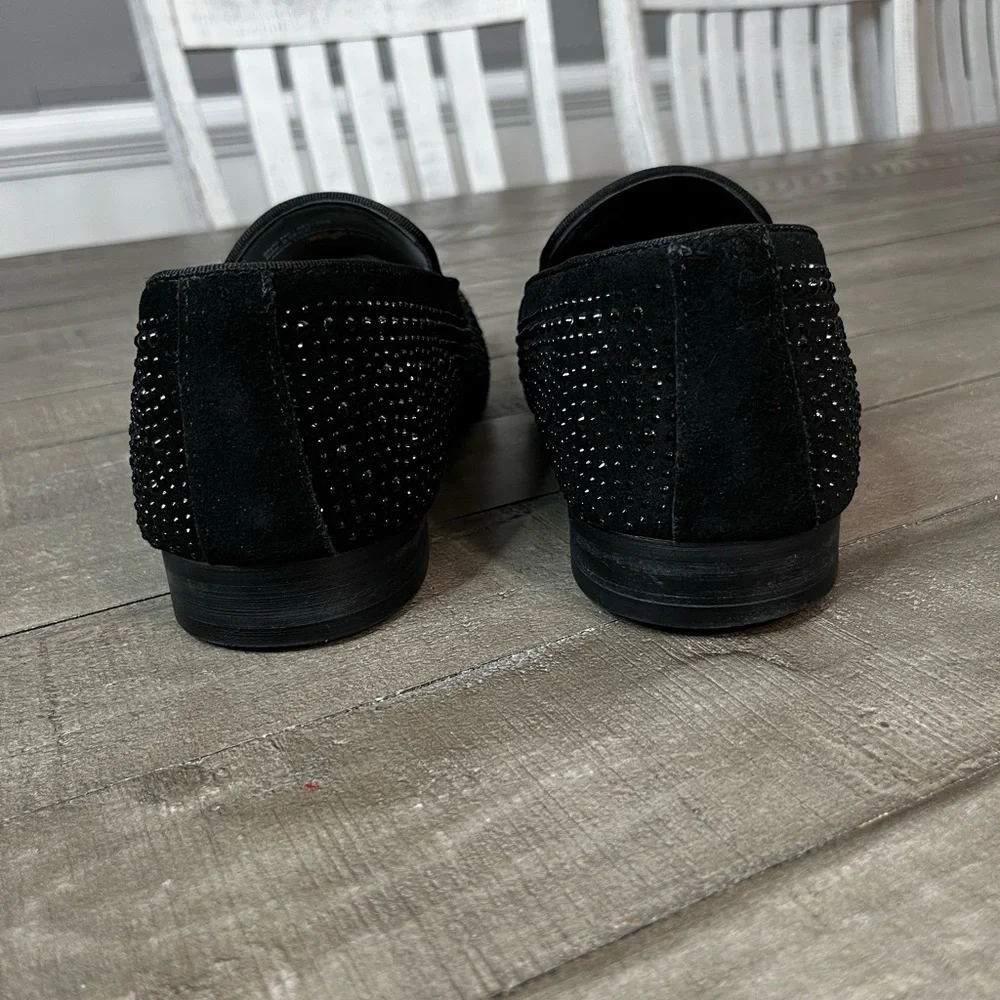 Moretti Black Label Studded Rhinestone Loafers Sz‎ 9.5  EEE
